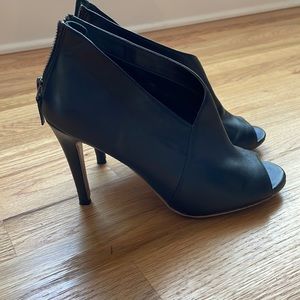 Halogen Open Toe Heeled Boot / Pump with Cut Out